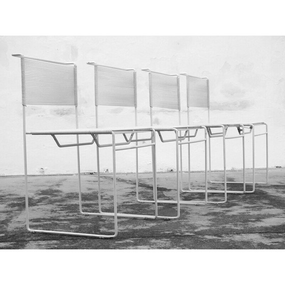 Image 1 of Ensemble de 4 chaises Spaghetti vintage en acier par Giandomenico Belotti pour Fly Line, 1970