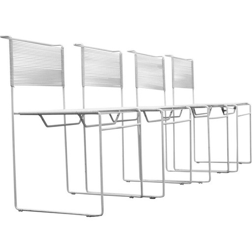 Ensemble de 4 chaises Spaghetti vintage en acier par Giandomenico Belotti pour Fly Line, 1970