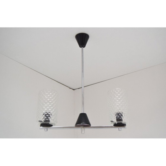 Image 1 of Lustre vintage en verre et plastique par Lidokov, Tchécoslovaquie 1970