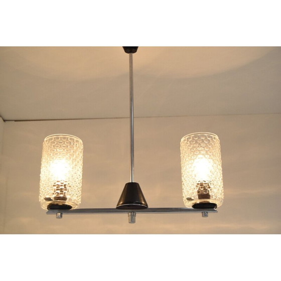 Image 1 of Lustre vintage en verre et plastique par Lidokov, Tchécoslovaquie 1970