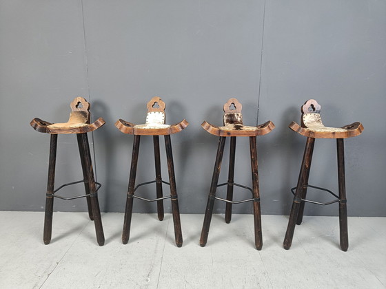 Image 1 of Ensemble de 4 tabourets de bar brutalistes, 1960S