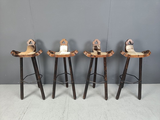 Image 1 of Ensemble de 4 tabourets de bar brutalistes, 1960S