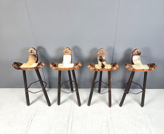 Image 1 of Ensemble de 4 tabourets de bar brutalistes, 1960S