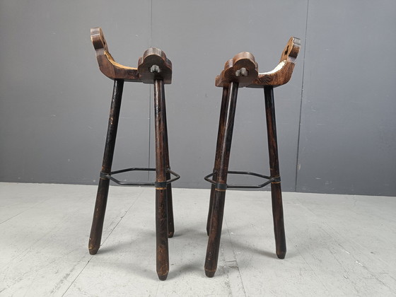 Image 1 of Ensemble de 4 tabourets de bar brutalistes, 1960S