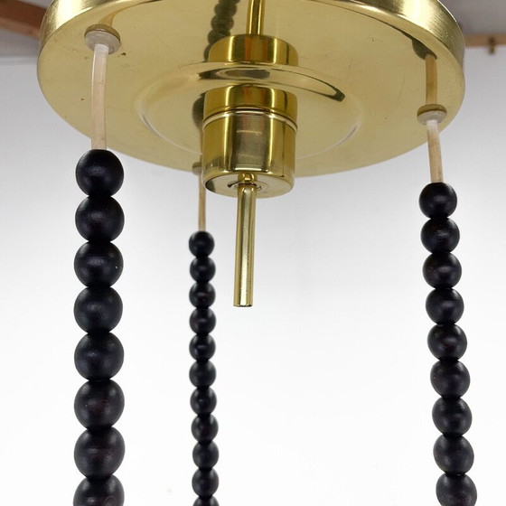 Image 1 of Lustre cascade vintage en bois et verre par Polam Bielsko, Pologne 1970