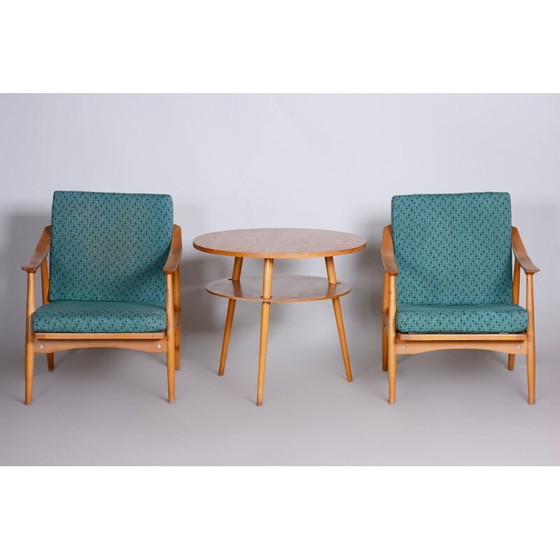 Image 1 of Table d'appoint vintage en chêne, Tchécoslovaquie 1950