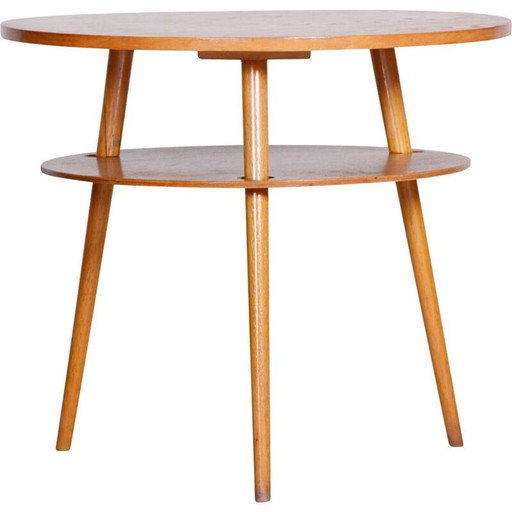 Table d'appoint vintage en chêne, Tchécoslovaquie 1950