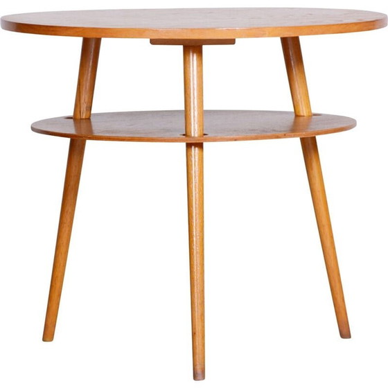 Image 1 of Table d'appoint vintage en chêne, Tchécoslovaquie 1950