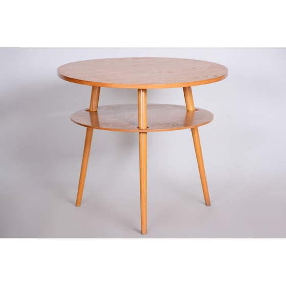 Image 1 of Table d'appoint vintage en chêne, Tchécoslovaquie 1950