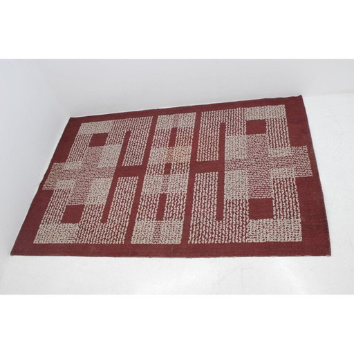 Tapis géométrique vintage en laine, 1950