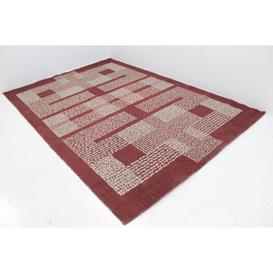 Image 1 of Tapis géométrique vintage en laine, 1950