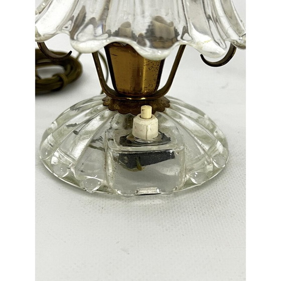 Image 1 of Paire de lampes de table vintage en verre de Murano et laiton par Ercole Barovier, 1940