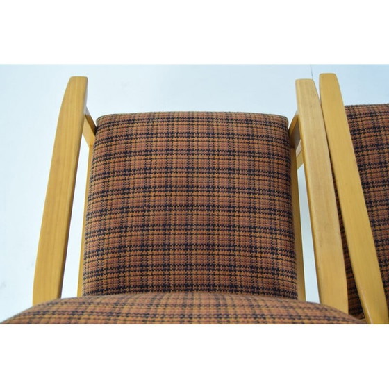 Image 1 of Paire de fauteuils "ton" vintage en bois et tissu, Tchécoslovaquie 1975