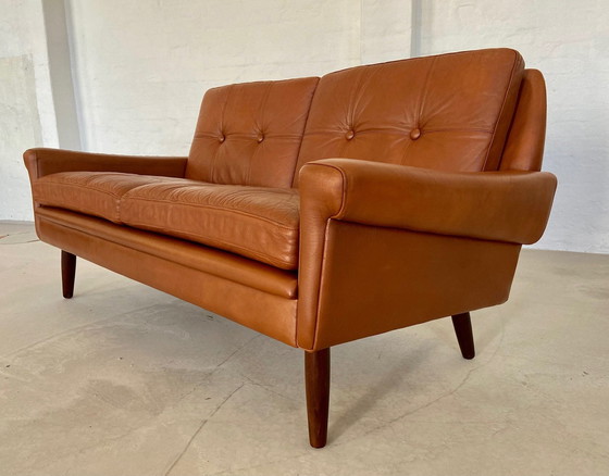 Image 1 of Vintage Danish Retro Svend Skipper 2 Person Sofa In Cognac Leather 1970S