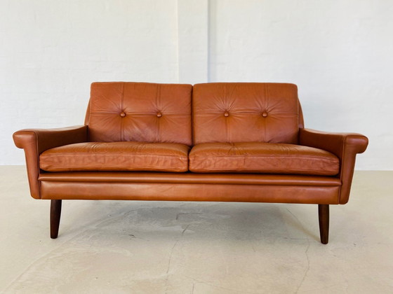 Image 1 of Vintage Danish Retro Svend Skipper 2 Person Sofa In Cognac Leather 1970S