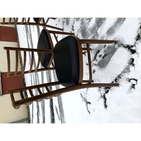Image 1 of Ensemble de 4 chaises vintage avec barreaux en bois et skai 1960s