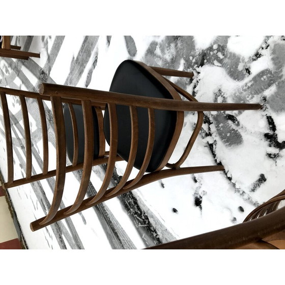 Image 1 of Ensemble de 4 chaises vintage avec barreaux en bois et skai 1960s