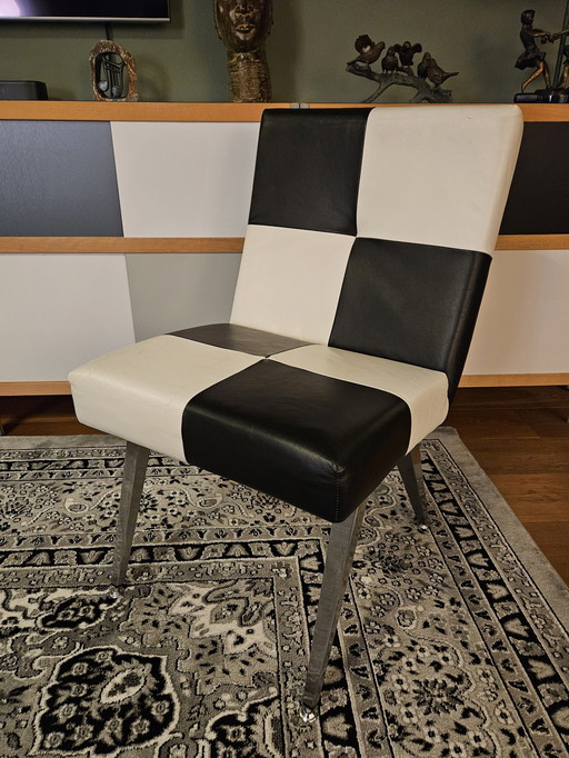 Hilberts Black White Chair Leather