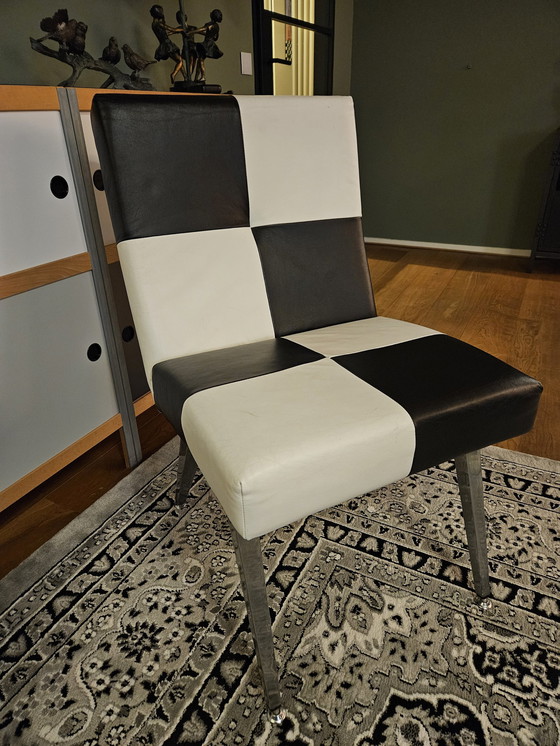 Image 1 of Hilberts Black White Chair Leather