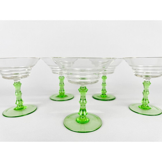 Image 1 of Ensemble de 6 verres à pied Art déco vintage, Tchécoslovaquie