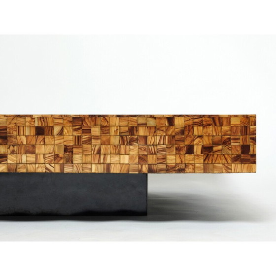 Image 1 of Table basse vintage en marqueterie de bois d'olivier par Sandro Petti, 1970