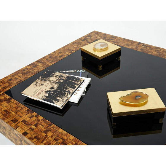 Image 1 of Table basse vintage en marqueterie de bois d'olivier par Sandro Petti, 1970