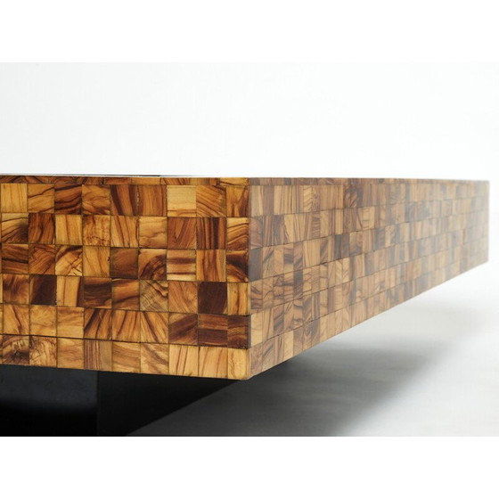 Image 1 of Table basse vintage en marqueterie de bois d'olivier par Sandro Petti, 1970