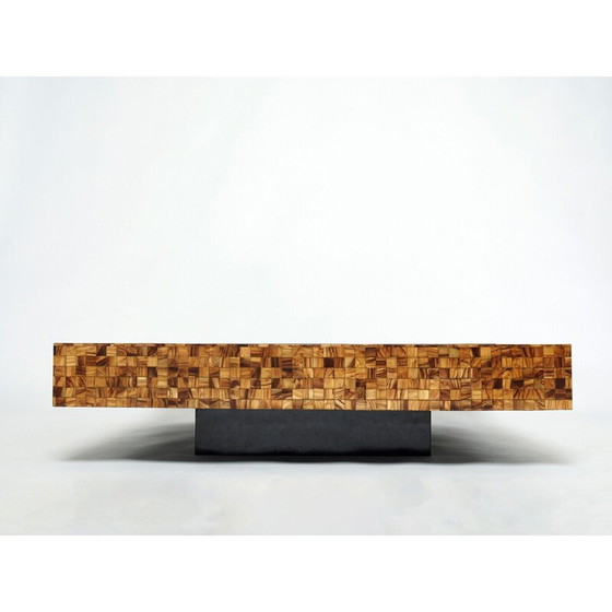 Image 1 of Table basse vintage en marqueterie de bois d'olivier par Sandro Petti, 1970