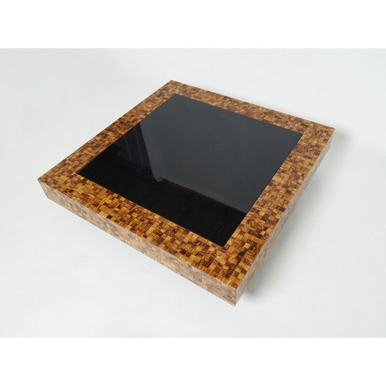 Image 1 of Table basse vintage en marqueterie de bois d'olivier par Sandro Petti, 1970