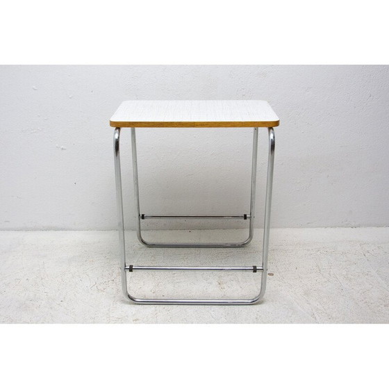 Image 1 of Table d'appoint vintage Bauhaus chromée, Tchécoslovaquie années 1930