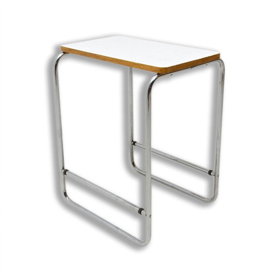 Image 1 of Table d'appoint vintage Bauhaus chromée, Tchécoslovaquie années 1930