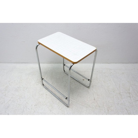 Image 1 of Table d'appoint vintage Bauhaus chromée, Tchécoslovaquie années 1930