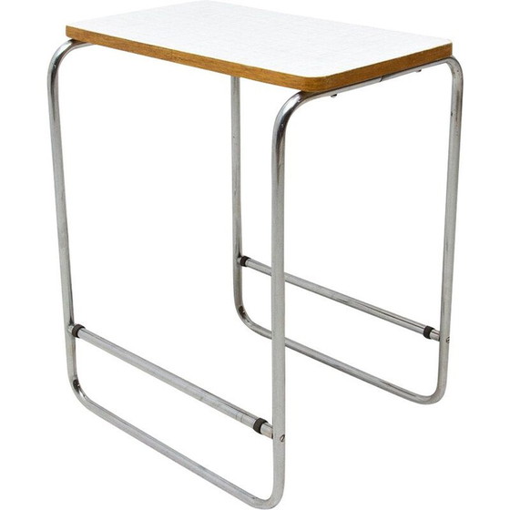 Image 1 of Table d'appoint vintage Bauhaus chromée, Tchécoslovaquie années 1930