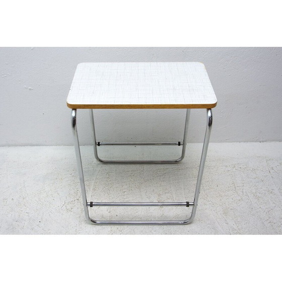 Image 1 of Table d'appoint vintage Bauhaus chromée, Tchécoslovaquie années 1930