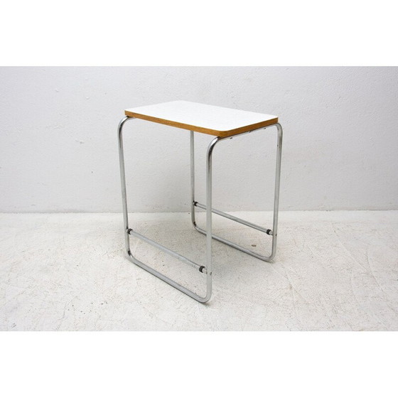 Image 1 of Table d'appoint vintage Bauhaus chromée, Tchécoslovaquie années 1930