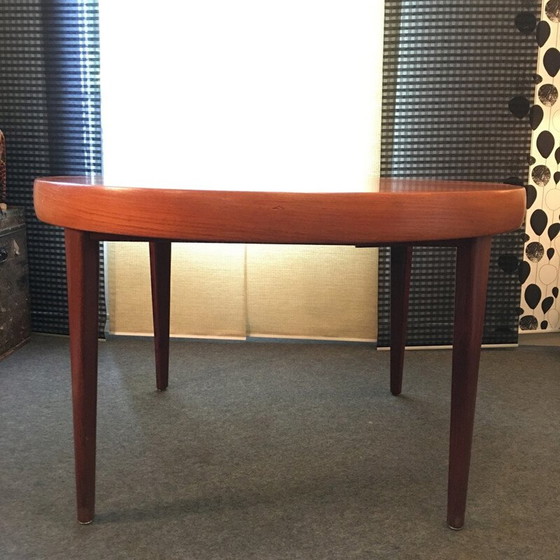 Image 1 of Table ronde à rallonge scandinave en teck - années 1950