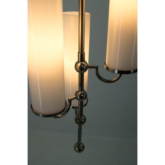 Image 1 of Lustre tubulaire vintage à 3 flammes, 1930