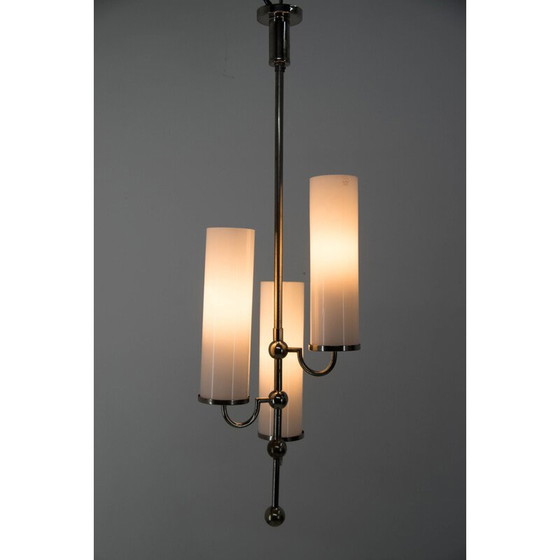 Image 1 of Lustre tubulaire vintage à 3 flammes, 1930