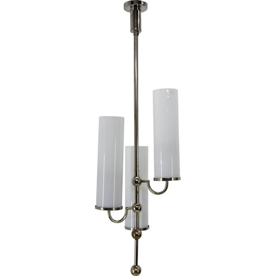Image 1 of Lustre tubulaire vintage à 3 flammes, 1930
