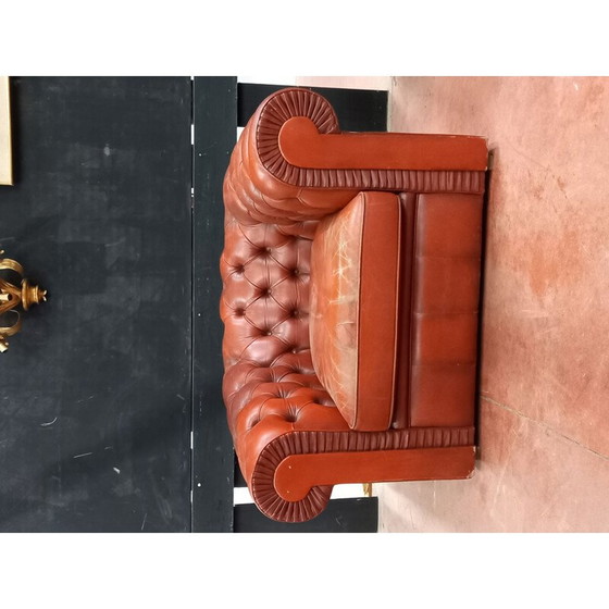 Image 1 of Paire de fauteuils chesterfield vintage en cuir