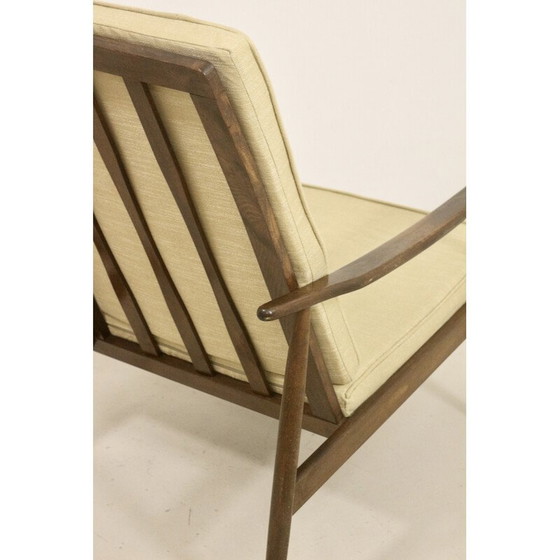 Image 1 of Fauteuil scandinave vintage en hêtre et tissu beige, 1960