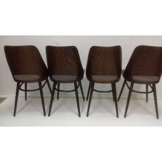 Image 1 of Ensemble de 4 chaises vintage pour Thonet en hêtre 1960