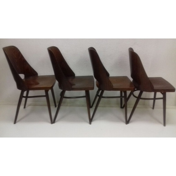 Image 1 of Ensemble de 4 chaises vintage pour Thonet en hêtre 1960