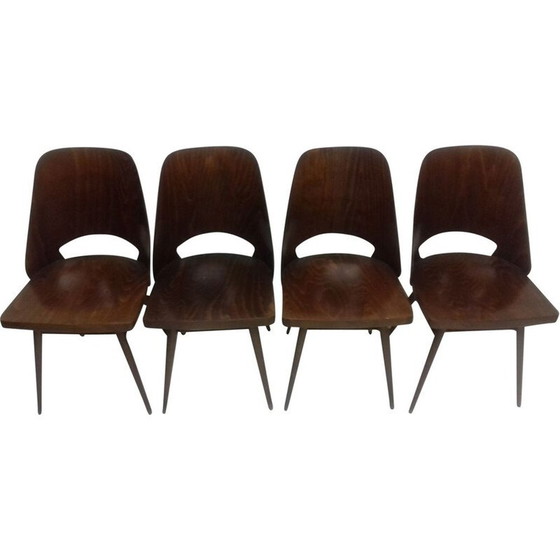 Image 1 of Ensemble de 4 chaises vintage pour Thonet en hêtre 1960