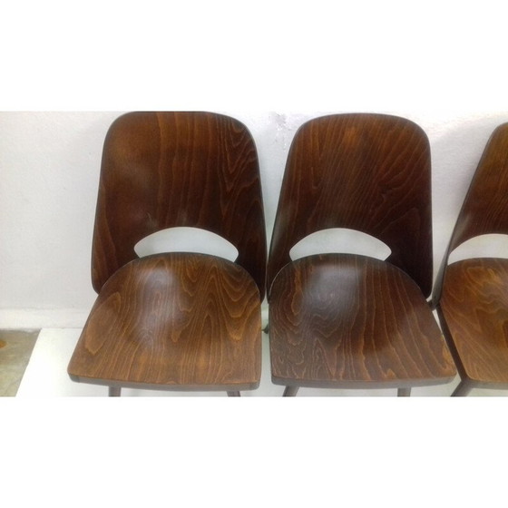Image 1 of Ensemble de 4 chaises vintage pour Thonet en hêtre 1960