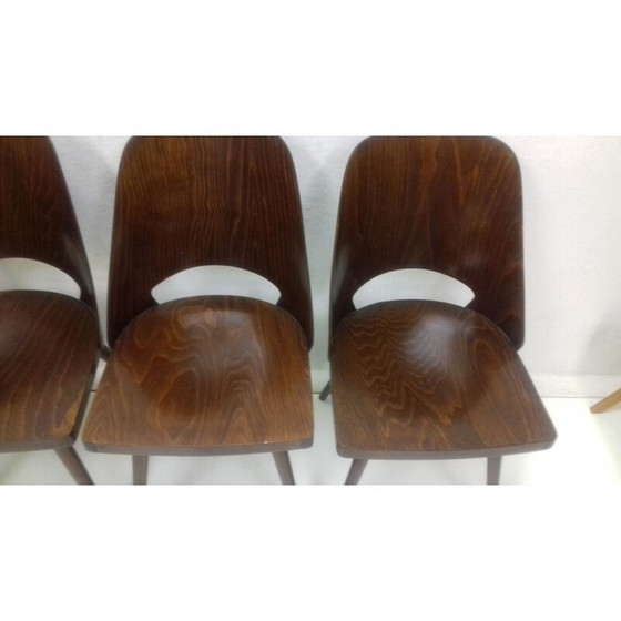 Image 1 of Ensemble de 4 chaises vintage pour Thonet en hêtre 1960