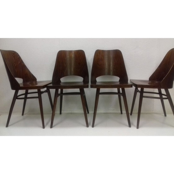 Image 1 of Ensemble de 4 chaises vintage pour Thonet en hêtre 1960