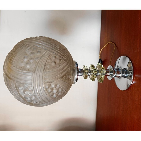 Image 1 of Lampe de table vintage en verre épais et métal, 1950