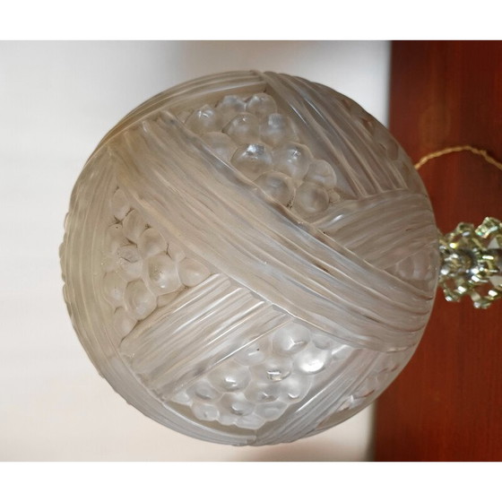 Image 1 of Lampe de table vintage en verre épais et métal, 1950