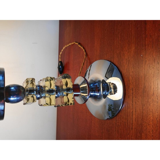 Image 1 of Lampe de table vintage en verre épais et métal, 1950